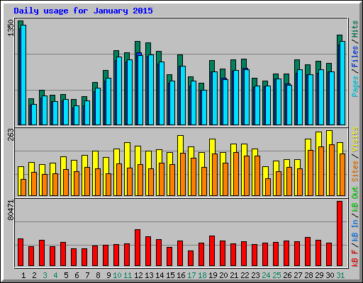 Daily usage for January 2015