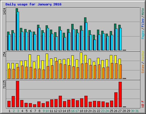 Daily usage for January 2016